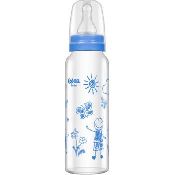 Wee Baby Бебешко шише от топлоустойчиво стъкло Wee Baby Classic, 240 ml, синьо (772)