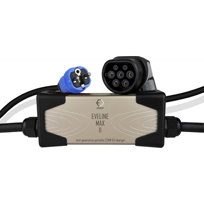 EVELINE Max II Chytrá přenosná nabíječka TYP 2 Schuko 16A 1fáze 3,7kW 5m Celková délka 5m přímý, Nástěnný držák pro přenosnou nabíječku Ano – Zboží Mobilmania