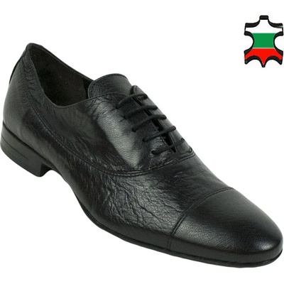Български обувки Черни мъжки официални обувки от естествена кожа 32670