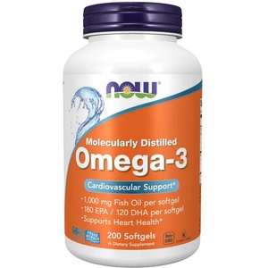 NOW NOW Omega-3, молекулярно дестилирана, 200 меки капсули