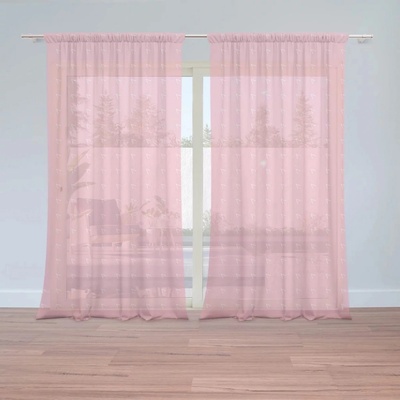 Záclony Bílé čárky na růžové: 2 ks - 150x250 cm - Sablio