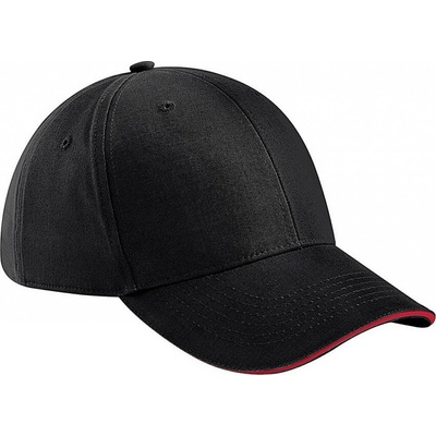 Beechfield 6 panelová Athleisure ČIERNA/ČERVENÁ