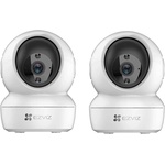 Ezviz europe b. v Комплект от 2 безжични мрежови камера за вътрешно видеонаблюдение Ezviz H6c, 4MP QHD, 4mm, Бял (Ezviz H6c 4MP 2 БРОЯ)