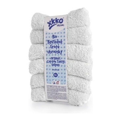 XKKO BIO bavlněné froté ubrousky Organic 21x21 Bílé 6ks