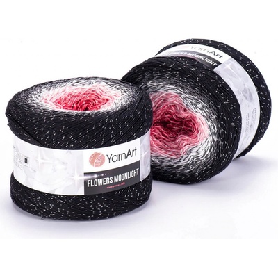 YarnArt pletací / háčkovací příze YarnArt FLOWERS MOONLIGHT 3260 červeno-černá, melírovaná (duhová), metalické vlákno, 260g/1000m
