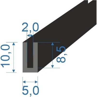 05356583 Pryžový profil tvaru "U", 10x5/2mm, 70°Sh, NBR, -40°C/+70°C, černý | Zboží Auto