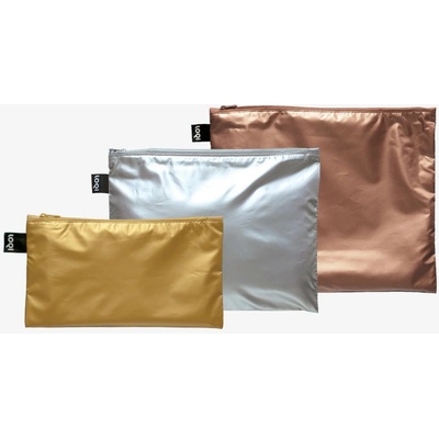 Loqi Metallic taštičky na zips 3 ks tone in tone