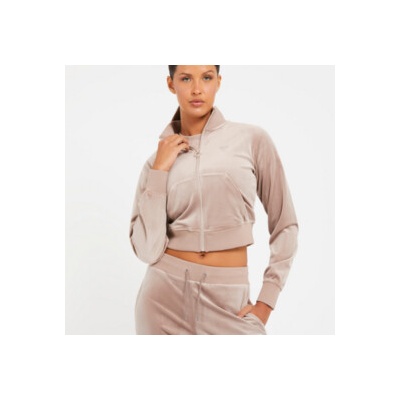 Guess couture full zip sweatshirt hnedá