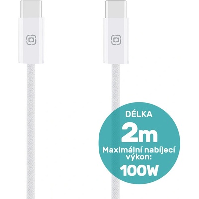 AppleMix Kábel OBAL:ME opletený USB-C na USB-C - 100 W - 2 m - biely