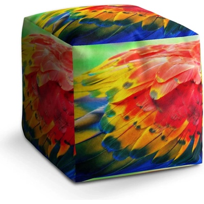 Sablio Taburet Kocka Barevné peří 2 - 50x50x50 cm