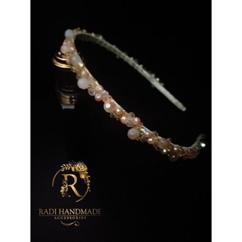 Image 1 of Radi handmade Официална диадема с бежави кристали (558)