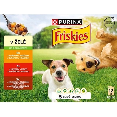 Friskies Adult kapsičky pro psy hovězí kuře jehněčí v želé 12 x 85 g