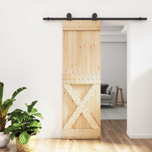 vidaXL Преплъзваща се врата Естествено и черно 70 x 210 cm (3444979)