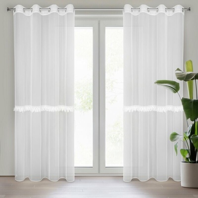 Takoy Záclona SYLVI zdobená fantazijnou aplikáciou s krajkou 140 x 260 cm-HF-429565 | 140 x 260 cm