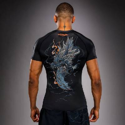 Venum | Официален Вносител за България Рашгард Venum Thunder Dragon Short Sleeves Rashguard - Black/Grey/Copper - XXL