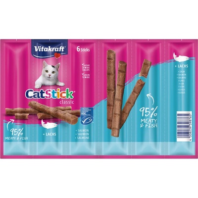 Vitakraft 12x6г сьомга Vitakraft Cat Stick Classic лакомство за котки