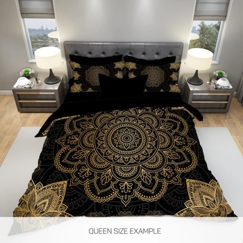 Image 1 of 3Д Комплект спално бельо Boho в черно и златно