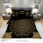  3Д Комплект спално бельо Boho в черно и златно