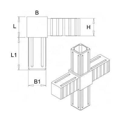 Plastová spojka - kríž do profilu 30x30x2mm