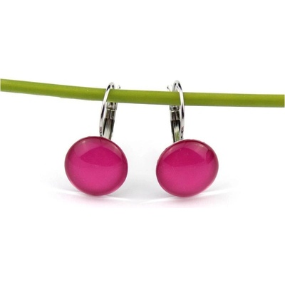 Laboka visací náušnice skleněné tmavě růžové 0001272