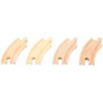 Bigjigs Toys - Комплект от 4 дървени къси ЖП релси - Извити