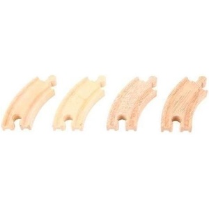 Bigjigs Toys - Комплект от 4 дървени къси ЖП релси - Извити