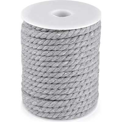 Bavlněná šňůra kroucená Ø8 mm macrame Varianta: 4 šedá, Balení: 20 m