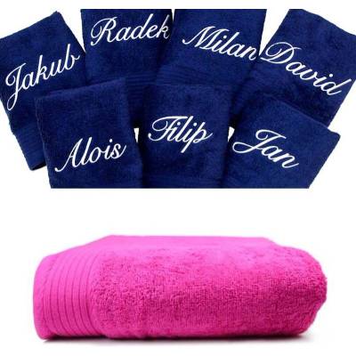 Zelenáčky osuška s výšivkou jména na přání bavlna 70 x 140 cm růžová magenta