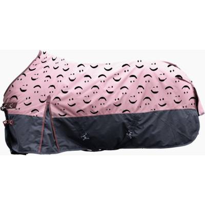 HKM Deka výběhová Smiley 600D fleece podšívka růžová černá