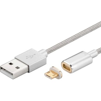 PremiumCord USB 2.0 A M - magnetický micro B M, 1m, stříbrný (8592220014544)
