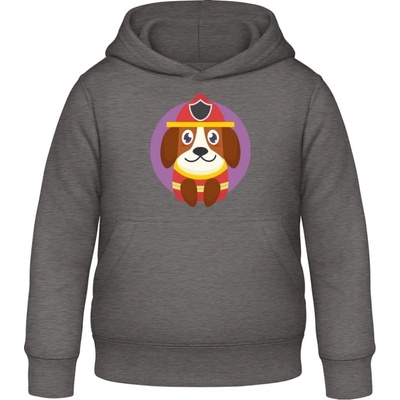 AWDis detská mikina s Kapucňu Dizajn so psom pre deti hasič Uhlíková