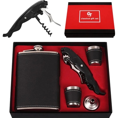 Комплект манерка с аксесоари /кожа и метал/ (К85876)