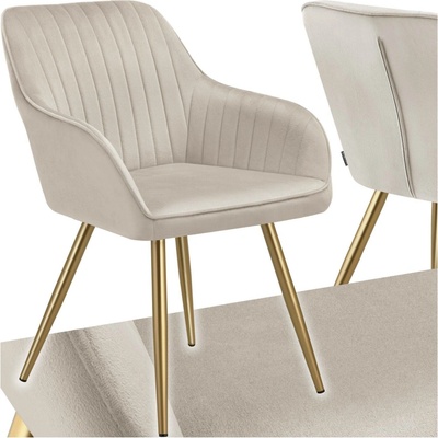 tectake 405719 marilyn sametový vzhled prošívaná taupe / zlatá