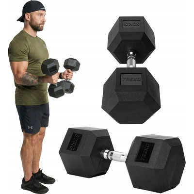 XTREXO Potažené pogumované činky s pevnou hmotností 30 kg