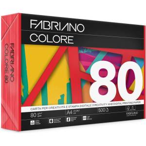 Fabriano Копирна хартия Colore, A4, 80 g-m2, червена, 500 листа (8001348233961)