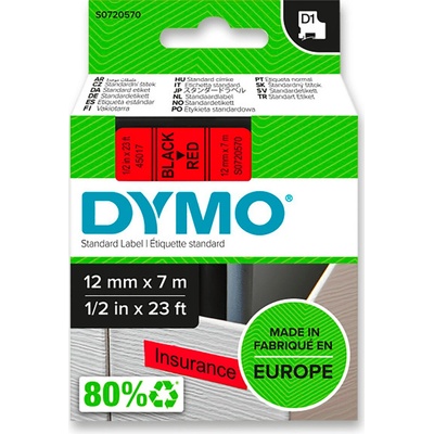 Dymo D1 S0720570 - originální polyesterová páska - 12 mm × 7 m, černo-červená