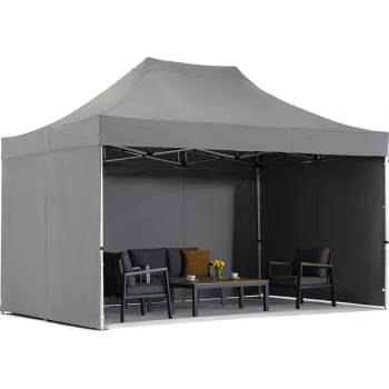 Garden Point Антрацитен градински павилион Manta 3 x 4, 4m със завеси Garden Point (GAP1363)