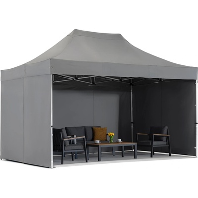 Garden Point Антрацитен градински павилион Manta 3 x 4, 4m със завеси Garden Point (GAP1363)