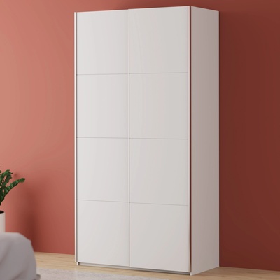 Forte Гардероб eight с плъзгащи врати, 120 см, бял (ftis62461-120)