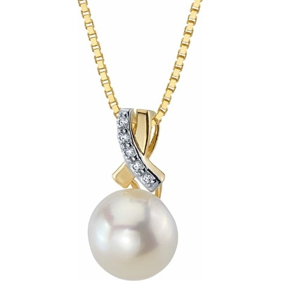 Eppi Sofistikovaný zlatý přívěsek s perlou a zirkony Devere P40394