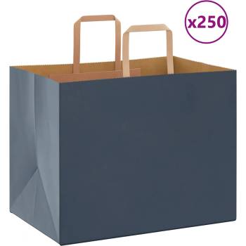 vidaXL Хартиени торбички 250 бр с дръжки сини 32x22x24 см (4101931)