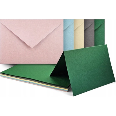 Papírnictví - Základ pro přání a pozvánky A6 + obálka C6, mix barev - 50 Ks.