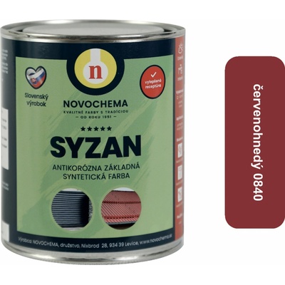 NOVOCHEMA SYZAN antikorózna základná syntetická farba na kov 0,9 kg Červenohnedá