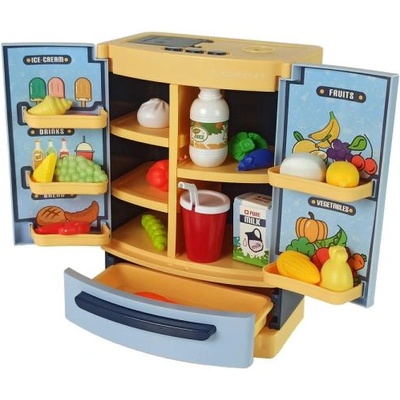 Mikro Хладилник 26x18x12см син на батерии с аксесоари със светлина и звук