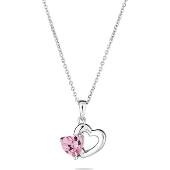 Image 1 of Swan Сребърно колие сърце с розов цирконий END772N Swan