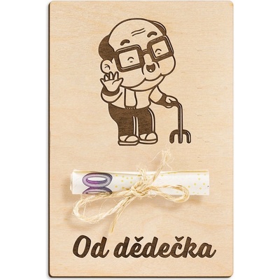 Dřevěná dárková karta na peníze - Od dědečka