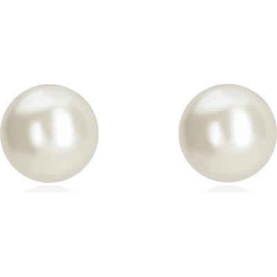 Šperky Eshop Zlaté náušnice 14K s bílou kultivovanou perlou knoflíkového tvaru S5GG275.96