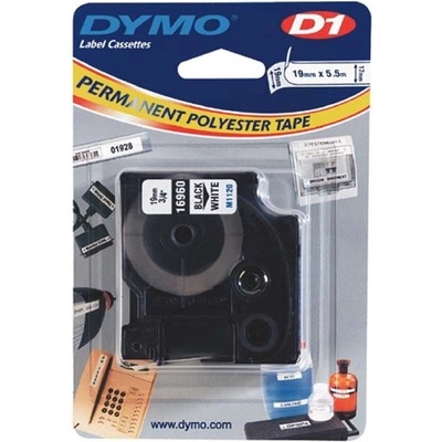 Páska Dymo D1 19 mm x 3,5m, černý tisk/bílý podklad, 16960, S0718070