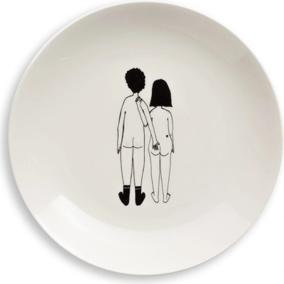 helen b Porcelánový tanier Naked Couple Back 23 cm