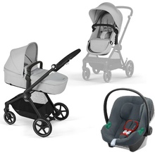 Cybex Eos Basic 3v1 Kombinovaný Rám Černý + Adaptéry + Autosedačka Aton B2 I-size Lava Grey 2023